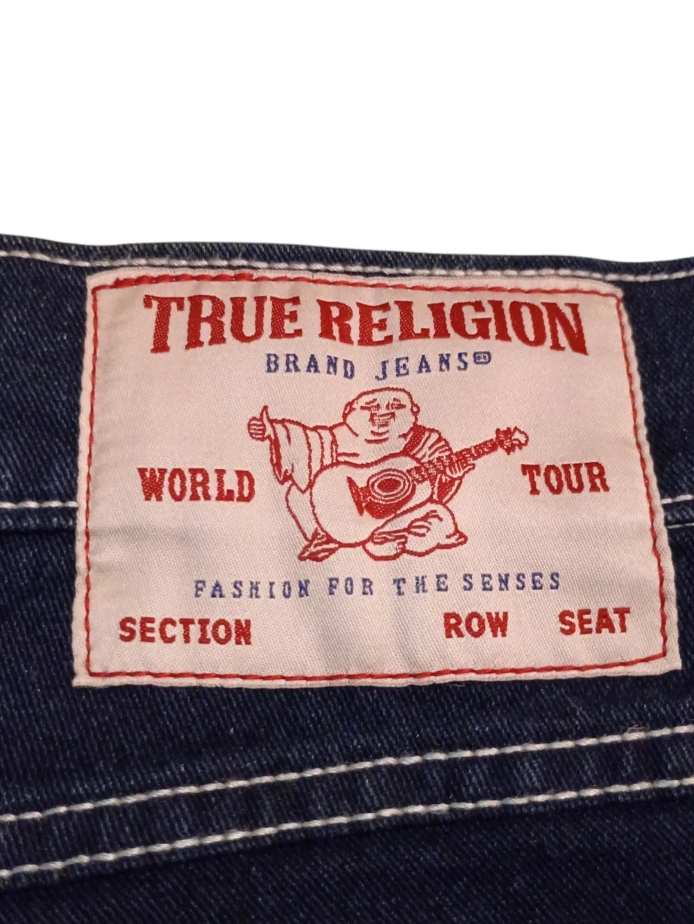 True Religion Ricky SN Relaxed Straight Blue Jeans Mens 34X33.5 Flap Pockets NWT